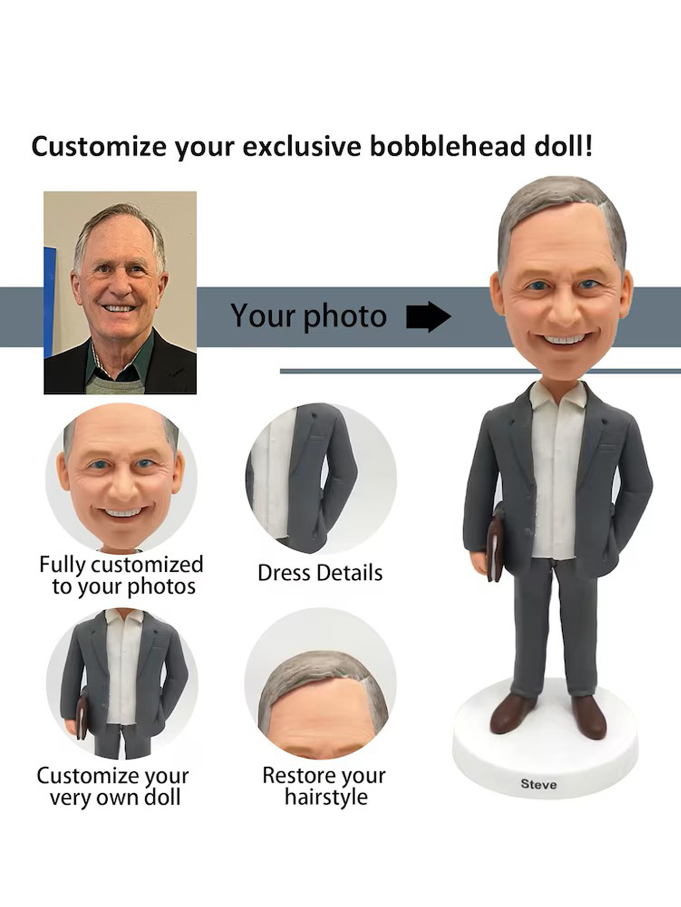 Personalized Fisherman Bobblehead, Exclusive Souvenir/Prize for Nature Enthusiasts